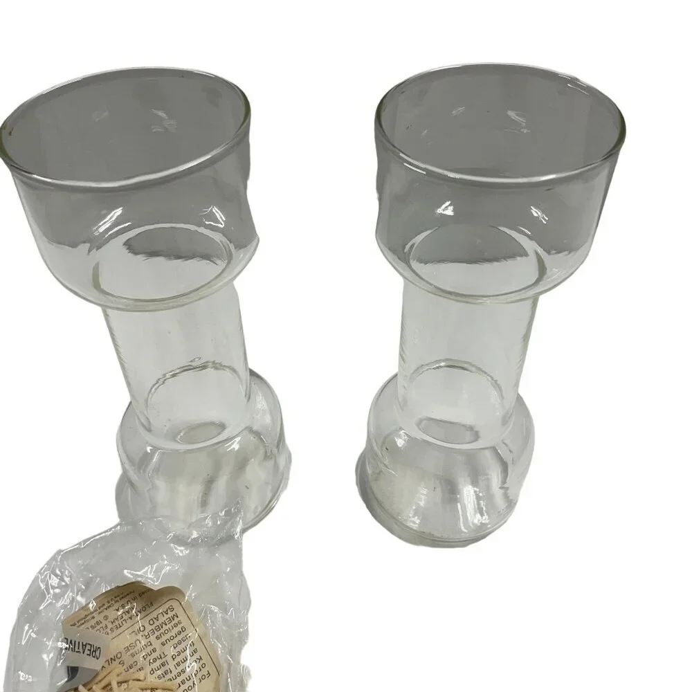 CORNING Vintage PAIR Of PYREX Tall FLOATING UN-CANDLE Lot 1970s‎